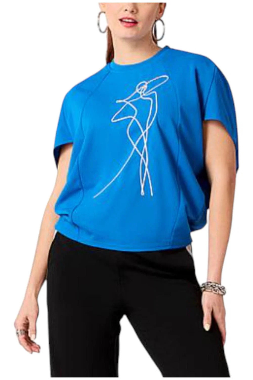 Vivica A. Fox Women's Collection Luxe Crepe Knit Top Vivid Blue - Regular